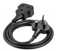 Single Socket Extension Lead, 3250W Heavy Duty Outdoor Extension Lead Black Flat Plug Socket Extension Cord, 1 Gang Power Cable Replacement for Graden Office Kitchen, 1 Way Balck 3m