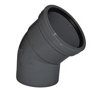 Single Socket Pushfit Soil Pipe 45 Degree Bend - Grey - Pack of 2