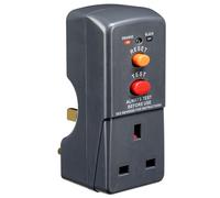 Single Socket RCD Safety Adaptor Black Non Latching Garden DIY Power Electrical