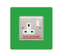 Single Socket Surround | Square | Acrylic Back Panel or Finger Plate | Light Switch Plug, Colour:Light Green