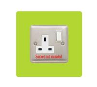 Single Socket Surround | Square | Acrylic Back Panel or Finger Plate | Light Switch Plug, Colour:Lime Green
