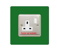 Single Socket Surround | Square | Acrylic Back Panel or Finger Plate | Light Switch Plug (Dark Green)