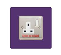 Single Socket Surround | Square | Acrylic Back Panel or Finger Plate | Light Switch Plug, Font Colour:Purple