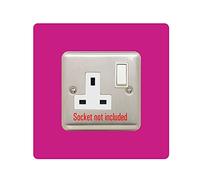 Single Socket Surround | Square | Acrylic Back Panel or Finger Plate | Light Switch Plug (Pink)