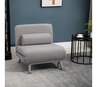 Single Sofa Bed Folding Chair Bed Metal Frame Padding Pillow HOMCOM Dark Grey One Size