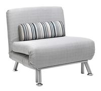 HOMCOM Folding 5 Position Convertible Sleeper Chair Sofa Bed - Light Grey - Linen - 1 Seater