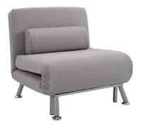 Single Sofa Bed Linen Upholstered Grey 75x70x75cm Elevated Folding Chair Suede