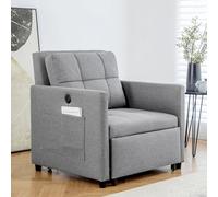 Single Sofa Bed with Storage, Dual USB-C Charging & 3-in-1 Sleeper Chair Design - Compact Foldable Sofa Bed for Studio Apartments, Small Spaces & Compact Living Rooms