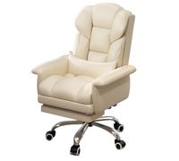 Single Sofa Chair Leather with Footrest Boss Business Office Chair with Lumbar Pillow Swivel Recliner Chair with Fully Wrapped Armrests and Latex Seat for Bedroom Office
