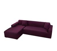 Single Sofa Cover Stretchable Right Corner Sofa Slipcover Dark Purple Solid Color Polyester Fabric Elastic Sofa Protector for Armchairs and Loveseats