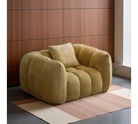 Single Sofa Lounge Seat, Sofas Modernos Para Sala, Pumpkin Shape Seater, Comfy Boucle Fabric Upholstered Sofa,For Home Movie Leisure Entertainment Room,Turmeric,105×105×72cm
