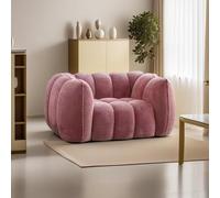 Single Sofa Lounge Seat, Sofas Modernos Para Sala, Pumpkin Shape Seater, Comfy Boucle Fabric Upholstered Sofa,For Home Movie Leisure Entertainment Room,Pink,105×105×72cm