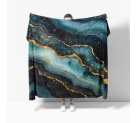 Single Soft Fleece Throw Blanket for pet/baby 100x130 cm Luxury Marble Modern Sherpa Fleece Fluffy Throw Blanket for Couch, Black Fuzzy Cozy Lightweight for All Season