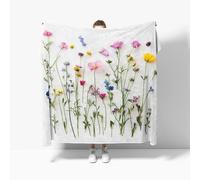 Single Soft Fleece Throw Blanket for pet/baby 100x130 cm Simple Floral Theme Sherpa Fleece Fluffy Throw Blanket for Couch, Green Fuzzy Cozy Lightweight for All Season