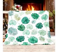 Single Soft Fleece Throw Blanket for pet/baby 100x130 cm Watercolor Tropical Print Sherpa Fleece Fluffy Throw Blanket for Couch, Green Fuzzy Cozy Lightweight for All Season
