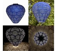 Single Solar Lantern Balloon Diameter 30 cm Height 30 cm Balloon Deep Blue Shells Made from Tyvek Lantern with Solar Panel and Rechargeable Batteries