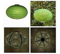 Single Solar Lantern Oval Diameter 40 cm Height 25 cm Lime Green Anemone Matt Made from Tyvek Lantern with Solar Panel and Rechargeable Batteries