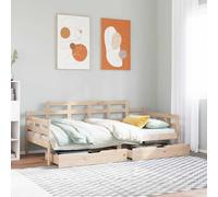 vidaXL Daybed With Drawers Without Mattress 90X190 cm Single Solid Wood, Brown