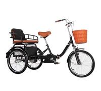 Single Speed 3 Wheel Bikes Adult Tricycle For Elderly With Back Seat Folding Hydraulic Fork Brake Multicolor 20inch(Black)