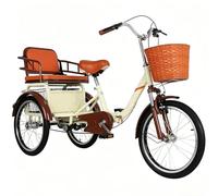 Single Speed Adult Tricycle,Folding 3 Wheels Bicycle with Hydraulic Front Fork, Height Adjustable Handlebar & Seat, Tandem Bike with Rear Seat, Cruiser Bike with Parking Brake