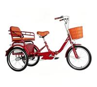 Single Speed Adult Tricycle,Folding 3 Wheels Bicycle with Hydraulic Front Fork, Height Adjustable Handlebar & Seat, Tandem Bike with Rear Seat, Cruiser Bike with Parking Brake