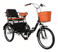 Single Speed Adult Tricycle,Folding 3 Wheels Bicycle with Hydraulic Front Fork, Height Adjustable Handlebar & Seat, Tandem Bike with Rear Seat, Cruiser Bike with Parking Brake
