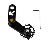 Single Speed Bike Chain Tensioner with Floating Pulley & Spring Adjustment - Aluminum Alloy and Stainless Steel Construction, 113 x 53 mm, 85 g - Compatible with Single-Speed(Black)