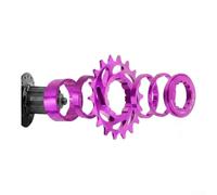 Single Speed Bike Freewheel, CNC Aluminum Alloy Cog, With Spacers & Lockring, 16T/18T Conversion-Ready, For MTB Fixed Gear Hubs, Secure Fit(Purpler-16T)