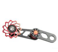 Single Speed Chain Guide Alloy Adjustable Tensioner Red | Adjustable tension settings, oval chainring compatible, smooth shifting, quiet operation, easy fit