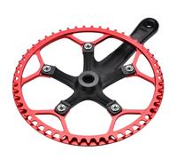 Single Speed ?Crank, Lightweight Car Crankset Aluminum Alloy Easy Installation for Folding Bike Modification(Color:Black Red)