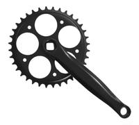 Single Speed Crankset 170mm 36T for Urban Commuting | 34 teeth option, diamond hole design, 14mm thread, secure fit, black finish
