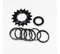 Single-Speed Freewheel, 16T Sprocket Conversion Kit for HG Hubs, 7075 Aluminum Alloy Anodized Finish with Spacers, Lightweight Design for Road and Mountain Bike(Black)