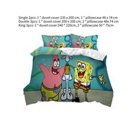 (Single) Spongebob Squarepants Bedding Single Double King Duvet Cover Polyester Fiber