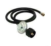 Single Stage LP Gas Regulator with Standard Hose for 5-40 lb Propane Tanks Compatible with Grills Outdoor Heaters Smokers RV Marine Use (180° flat angle)