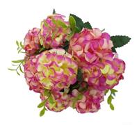 Single Stem Artificial Hydrangea Silk Flower for Wedding Table Decoration Photography Props Home Office Decor Realistic Plastic Bloom(Deep Pink)