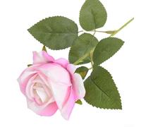 Single Stem Artificial Velvet Touch Rose with Adjustable Stable Stem Suitable for Wedding Flowers and Home Decoration (light pink)