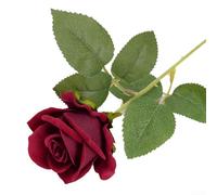 Single Stem Artificial Velvet Touch Rose with Adjustable Stable Stem Suitable for Wedding Flowers and Home Decoration (wine red)