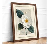 Single Stem in White Botanical Framed Wall Art Print A4 Walnut | Ready to Hang, Premium Gi Paper, Fade-Resistant Inks, Securely Packaged, UK Made