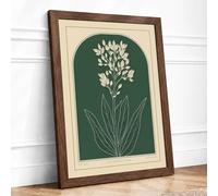 Single Stem in White Botanical Framed Wall Art Print A4 Walnut | Ready to Hang, Premium Gi Paper, Fade-Resistant Inks, Securely Packaged, UK Made