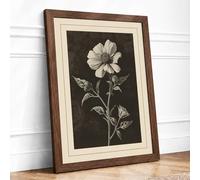 Single Stem in White Botanical Framed Wall Art Print A4 Walnut | Ready to Hang, Premium Gi Paper, Fade-Resistant Inks, Securely Packaged, UK Made