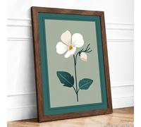 Single Stem in White Botanical Framed Wall Art Print A4 Walnut | Ready to Hang, Premium Gi Paper, Fade-Resistant Inks, Securely Packaged, UK Made
