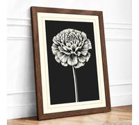 Single Stem in White Botanical Framed Wall Art Print A4 Walnut | Ready to Hang, Premium Gi Paper, Fade-Resistant Inks, Securely Packaged, UK Made
