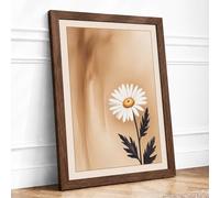 Single Stem in White Botanical Framed Wall Art Print A4 Walnut | Ready to Hang, Premium Gi Paper, Fade-Resistant Inks, Securely Packaged, UK Made