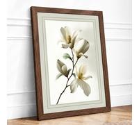 Single Stem in White Botanical Framed Wall Art Print A4 Walnut | Ready to Hang, Premium Gi Paper, Fade-Resistant Inks, Securely Packaged, UK Made