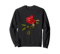 Single Stem Red Rose Isolated Vector Art Sweatshirt