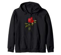 Single Stem Red Rose Isolated Vector Art Zip Hoodie