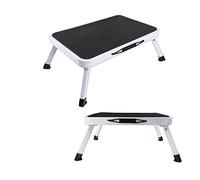 Single Step Metal Folding One Step Ladder Nonslip Rubber Mat/Small Step Ladder/Lightweight Step Stool/Easy To Store-Ideal for Home/Kitchen/Caravan-150kg Capacity, 46 X 31x 17.5 CM, Black
