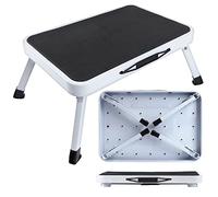 Single Step Stool Folding Steps Ladder Small Foldable Lightweight Metal Foot Step Stool for Kids & Adults, Non-Slip Large Platform 1 Step Portable Folding Ladder for Home Kitchen Garage Caravan