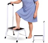 Single Step Stool for Adults with Handrail H 82 cm (32”) - Non-Slip Bath Step for Getting Into and Out of Bath - Portable and Sturdy Steel Bathroom Mobility Aid for Elderly, Max Load 150 kg (330 lbs)