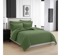(Single Stripe Duvet Cover Set 4PCS ) Luxury Green Bedding Set Duvet Cover Fitted Sheet